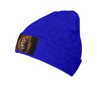 WZYCWB Gorro de punto elástico cálido con estampado The Lion's Gaze - Adecuado para hombres y mujeres, viajes al aire libre, actividades de invierno, azul, Talla única