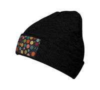 WZYCWB Gorro de punto negro, cálido, elástico, retro con estampado de lunares, adecuado para hombres y mujeres, viajes al aire libre, actividades de invierno, Negro, talla única