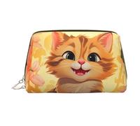 WZYCWB Heads Up - Neceser de piel con estampado de peces, perfecto para llevar o para organizar el hogar, Gato de dibujos animados feliz, Talla única