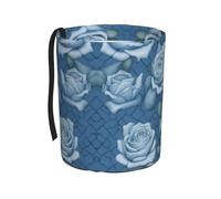 WZYCWB Hermosas rosas sobre fondo azul, cubo de basura plegable para coche, accesorios de caja de almacenamiento de coche, adecuado para viajes, SUV, camión, sedán