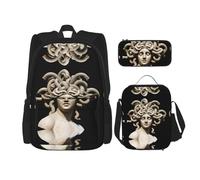 WZYCWB Hermoso juego de mochila Medusa Campus Life (3 piezas), mochila escolar + estuche + bolsa de almuerzo, satisface todas las necesidades diarias de los estudiantes