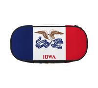 WZYCWB Iowa State Flag - Estuche para lápices de gran capacidad, caja de almacenamiento multifuncional, portátil y duradero, para suministros de oficina y escuela, Black, Talla única, Estuche de
