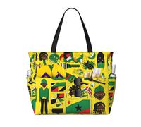 WZYCWB Jamaican Elements - Bolsa de viaje plegable para playa, bolsa de playa de gran capacidad con cremallera, perfecta para bolsas de compras, piscina, gimnasio, compras de viaje,