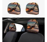 WZYCWB Juego de 2 fundas de almohada para asiento de coche, adecuadas para la mayoría de reposacabezas de coche, sedán, camión, furgoneta, diseño de hamaca de playa