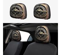 WZYCWB Juego de 2 fundas de almohada para asiento de coche, adecuadas para la mayoría de reposacabezas de coche, sedán, camión, furgoneta, diseño mágico de runas nórdicas, patrón de brújula