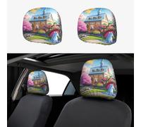 WZYCWB Juego de 2 fundas de almohada para reposacabezas de coche, adecuadas para la mayoría de reposacabezas de coche, sedán, camión, furgoneta, unicornio, diseño de cuento de hadas