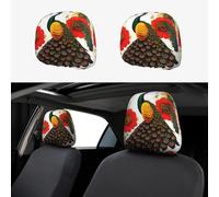 WZYCWB Juego de 2 fundas de almohada para reposacabezas de coche, adecuadas para la mayoría de reposacabezas de coche, sedán, camión, furgoneta, patrón de flores rojas pavo real