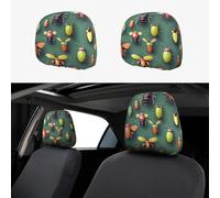 WZYCWB Juego de 2 fundas de almohada para reposacabezas de coche, adecuadas para la mayoría de reposacabezas de coche, sedán, camión, furgoneta, patrón Atlas de insectos