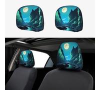 WZYCWB Juego de 2 fundas de almohada para reposacabezas de coche, adecuadas para la mayoría de reposacabezas de coche, sedán, camión, furgoneta, patrón de cueva de luna de agua