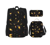 WZYCWB Juego de 3 mochilas para bailar con luciérnagas, mochila escolar + estuche + bolsa de almuerzo, satisface todas las necesidades diarias de los estudiantes