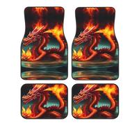 WZYCWB Juego de 4 alfombrillas de coche con diseño de Dragon King in Fire | Para coches/SUV/camiones | Ajuste firme sin desplazamiento