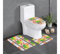 WZYCWB Juego de alfombras estampadas con ramo de tulipanes: alfombrilla protectora antideslizante para el baño del hogar, de secado rápido y fácil de limpiar