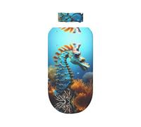 WZYCWB Juego de manta para envolver con estampado de caballito de mar azul + bonita diadema, manta para bebé después del baño