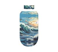 WZYCWB Juego de manta para envolver con estampado de gaviota y velero con bonita diadema, manta para bebé después del baño