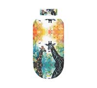 WZYCWB Juego de manta para envolver con estampado de jirafa de acuarela + bonita diadema, manta para bebé después del baño