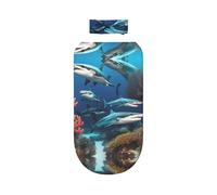 WZYCWB Juego de manta para envolver con estampado de tiburón submarino coral + bonita diadema, manta para bebé después del baño