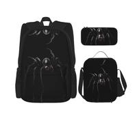 WZYCWB Juego de mochila Black Spider Campus Life (3 piezas), mochila escolar + estuche + bolsa de almuerzo, satisface todas las necesidades diarias de los estudiantes