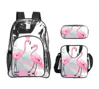 WZYCWB Juego de mochila con estampado de peces de arrecife submarino (bolsa de almuerzo y estuche). Perfecto para la escuela, el trabajo, viajes de negocios y viajes., Flamingo rosa, Taille unique