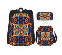 WZYCWB Juego de mochila con patrón de cruz de diamantes (juego de 3 piezas), mochila escolar para estudiantes + estuche + bolsa de almuerzo, mochila de gran capacidad, Negro -, Talla única