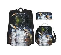 WZYCWB Juego de mochila Dragonflies at Play (juego de 3 piezas), mochila escolar para estudiantes + estuche + bolsa de almuerzo, mochila de gran capacidad