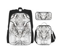 WZYCWB Juego de mochila Head of the Beast (juego de 3 piezas), mochila escolar para estudiantes + estuche + bolsa de almuerzo, mochila de gran capacidad