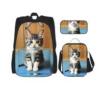 WZYCWB Juego de mochila para dormitorio (juego de 3 piezas), mochila escolar para estudiantes + estuche + bolsa de almuerzo, mochila de gran capacidad