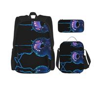 WZYCWB Juego de mochila Strange Creature Campus Life (3 piezas), mochila escolar + estuche + bolsa de almuerzo, satisface todas las necesidades diarias de los estudiantes