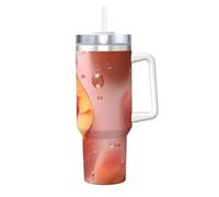 WZYCWB Jugoso vaso de hielo con patrón de melocotón, taza de vacío de acero inoxidable de doble capa de 40 onzas, a prueba de fugas y portátil