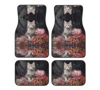WZYCWB Kitten by the crystal - Juego de 4 alfombrillas para coche, todoterreno, camiones, ajuste firme sin desplazamiento
