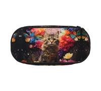 WZYCWB Kittens in The Flowers - Estuche para lápices de gran capacidad, caja de almacenamiento multifuncional, portátil y duradero, para suministros de oficina y escuela, Black, Talla única, Estuche