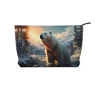 WZYCWB La bolsa de almacenamiento de artículos de tocador con estampado de leopardo de ojos profundos, esencial para organizar cosméticos y productos para el cuidado de la piel., Oso polar en invierno