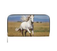 WZYCWB La cartera con cremallera estampada White Stallion es perfecta para viajes, negocios y uso diario. Capacidad para teléfonos celulares y dinero en efectivo.