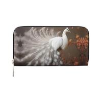 WZYCWB Las bolsas de mano de cuero con cremallera y tarjetero de White Roses son perfectas para viajes o uso diario, Pavo real blanco con pantalla abierta, Talla única