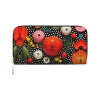 WZYCWB Las bolsas de mano de cuero con patrón de insectos vintage con cremallera y tarjeteros son perfectas para viajes o uso diario, Lunares vegetales, Talla única