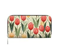 WZYCWB Las bolsas de mano de piel con diseño de tulipán con cremallera y tarjeteros, son perfectas para viajes o uso diario, Patrón de ilustración de tulipán, Talla única