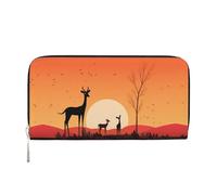 WZYCWB Las bolsas de mano de piel de cerdo con cremallera y tarjetero son perfectas para viajes o uso diario, Tres ciervos al atardecer, Talla única