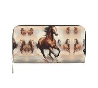 WZYCWB Las carteras de cuero con cremallera y tarjetero de Lion's Gaze son perfectas para viajes o uso diario, Caballo marrón rampante, Talla única