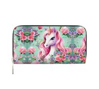 WZYCWB Las carteras de cuero con cremallera y tarjetero de Lion's Gaze son perfectas para viajes o uso diario, Unicornio Rosa, Talla única