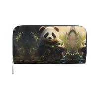 WZYCWB Las exquisitas bolsas de mano de piel de libélula dorada con cremallera y tarjeteros son perfectas para viajes o uso diario, Bonita planta de panda, Talla única