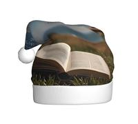 WZYCWB Lee la página, el viento sopla con impresiones de sombreros de Papá Noel, ideal para Nochebuena, Nochevieja y fiestas navideñas, decoraciones festivas