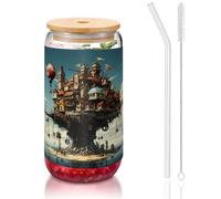 WZYCWB Levitating Cities - Tapa de bambú impresa para café helado caliente y frío, té con leche y cerveza. Una elegante taza de agua.