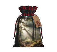 WZYCWB Light in the Forest - Bolsas de regalo de Navidad para decoración de suministros de fiesta de Navidad, bolsas de regalo de arpillera con cordón de 8.3 x 11.8 pulgadas, color block