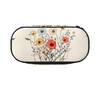WZYCWB Linear Flower - Estuche para lápices de gran capacidad, caja de almacenamiento multifuncional, portátil y duradero, para suministros de oficina y escuela, Black, Talla única, Estuche de belleza
