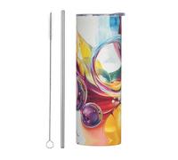 WZYCWB Liquid Geometry - Taza de acero inoxidable aislada, para oficina, deportes al aire libre, ciclismo, respetuosa con el medio ambiente, taza de paja de 20 onzas