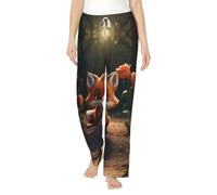 WZYCWB Little Fox and Rose - Pijama de franela para mujer, diseño de zorro y rosa, ropa de descanso para otoño e invierno, Negro, 5X-Large