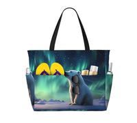 WZYCWB Little Polar Bear - Bolsa de playa grande para viajes, gimnasio, piscina, bolsa de almacenamiento con cremallera