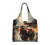 WZYCWB Londres Color Taxi Bolsa de lona con un solo hombro, bolsa de compras de comestibles, bolsa de lona de uso diario