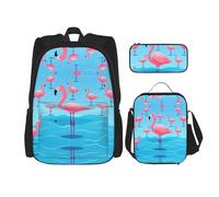 WZYCWB Long Legs Flamingo Campus Life - Mochila escolar + estuche + bolsa de almuerzo, satisface todas las necesidades diarias de los estudiantes, negro, talla única, negro, talla única, Black, Talla