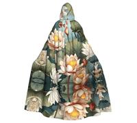 WZYCWB Lotus in the pond- Capa con capucha estampada para adultos, adecuada para reuniones familiares, actuaciones escénicas, cosplay y fiestas de Halloween
