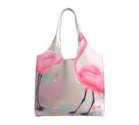 WZYCWB Love Flamingo - Bolsa de lona con un solo hombro impreso, bolsa de compras de comestibles, bolsa de lona para uso diario